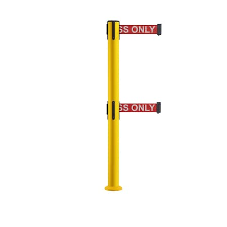 Stanchion Dual Belt Barrier Fixed Base Yellow Post 9ft.R.Auth.Belt